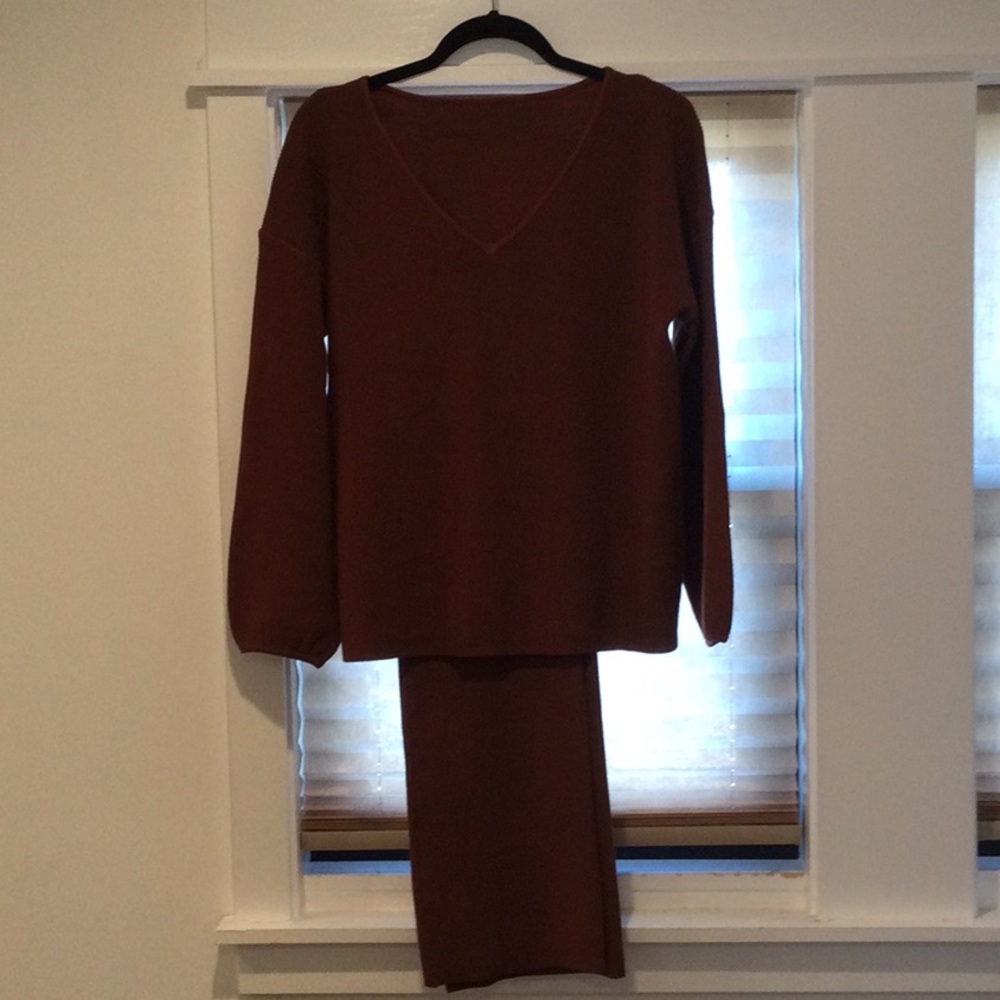 Stylish Brown Wide-Leg Pant Set